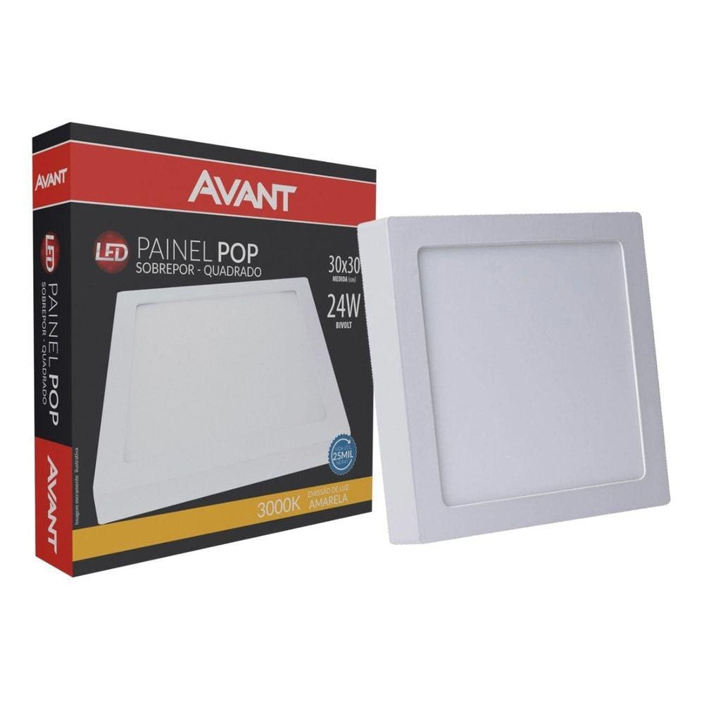 Painel Plafon 24w Led Quadrado Teto Sobrepor Branco Quente