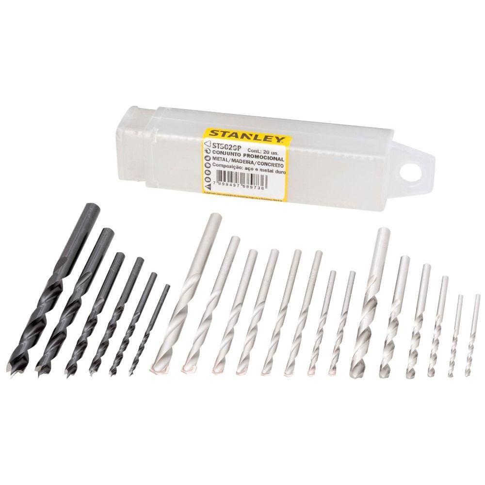 Jogo de brocas combinadas 20 peças aço rápido/widea/madeira - Stanley