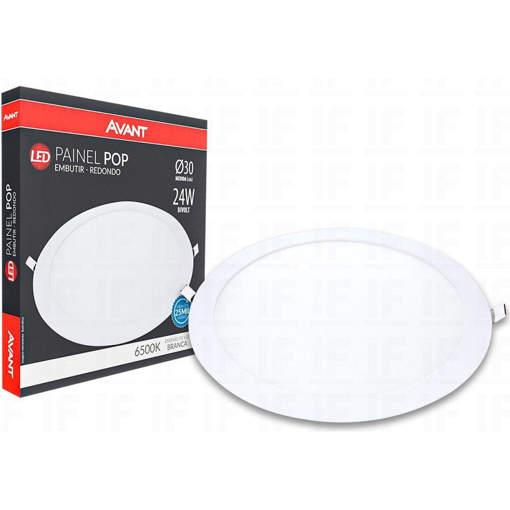 Painel Plafon Led 24w Redondo Embutir Branco Frio Gesso Teto