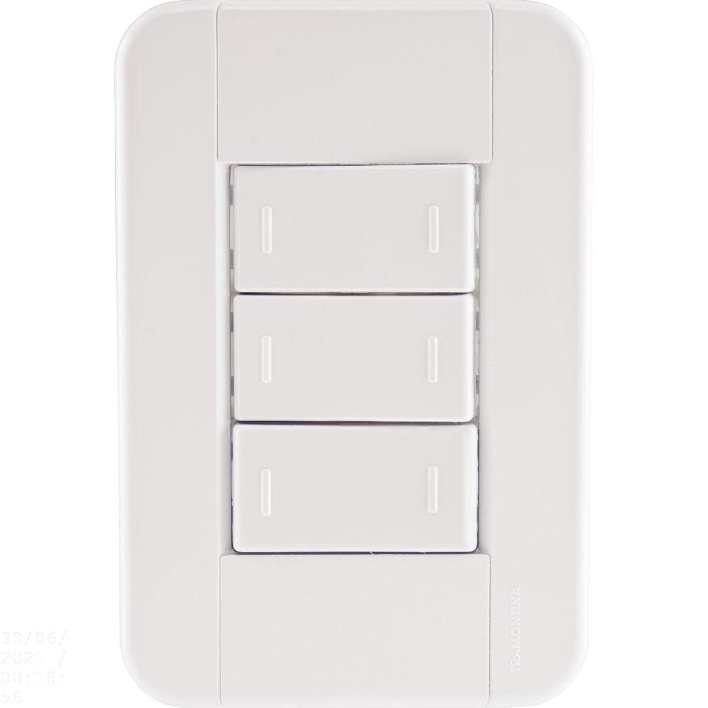 Conjunto 4x2 com 3 Interruptores Paralelos 10 A 250 V Tramontina Tablet Branco Tramontina