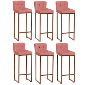 Kit 06 Banquetas Alta Loues Suede Rose