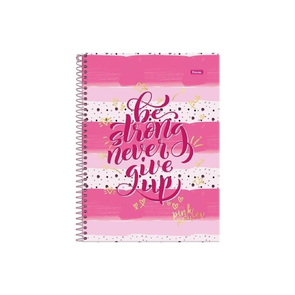 Caderno Espiral Foroni Universitário Capa Dura 10 Matérias Pink Power 160 Folhas - Embalagem com 4 Unidades