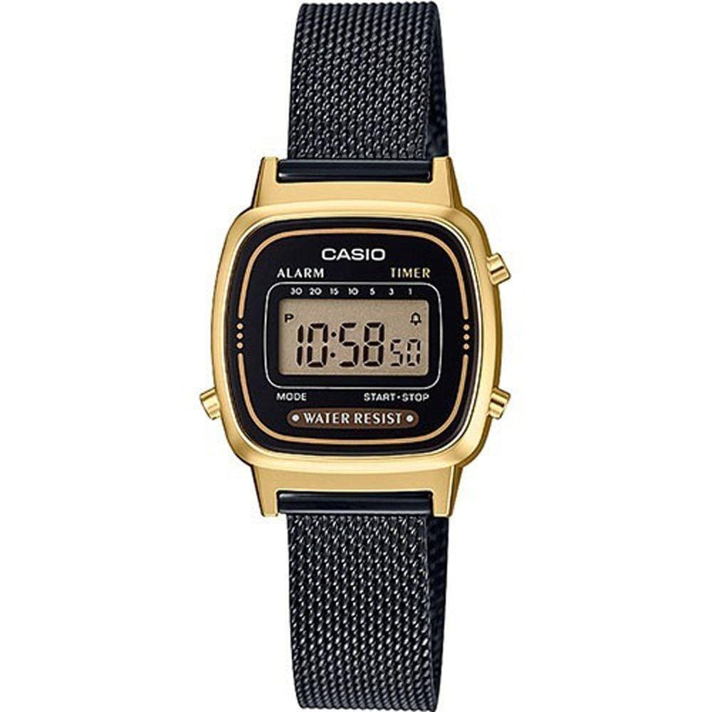 relógio casio vintage mini malha dourado