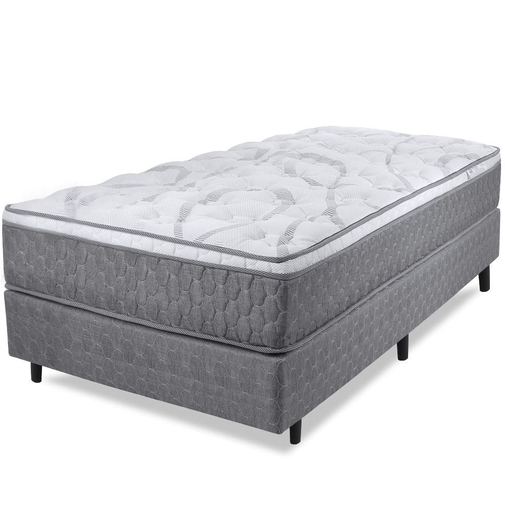 Cama Box Solteiro Colchão Smart Spring Mola Ensacada e Pillow Top de Espuma Viscoelástico 88x188x61cm - BF Colchões