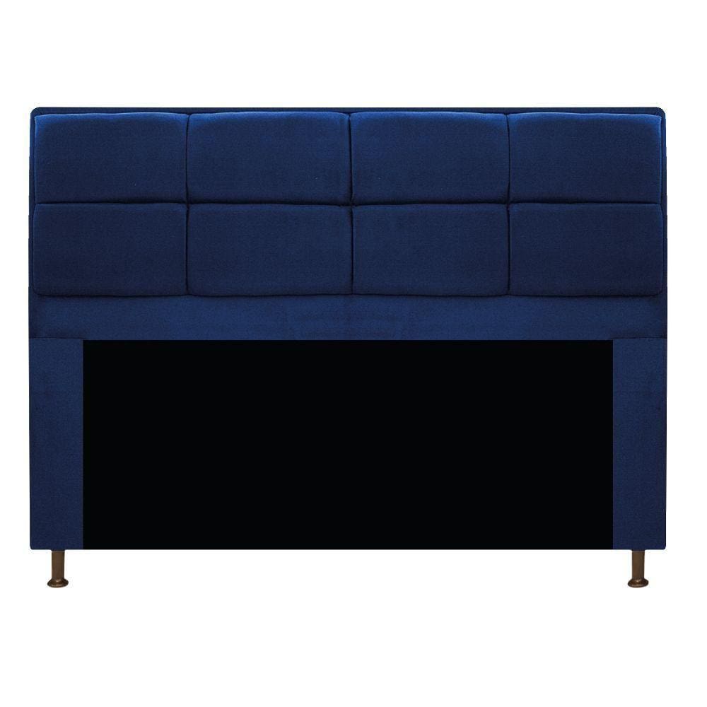 Cabeceira Munique 160 Cm Queen Size Suede Azul Marinho
