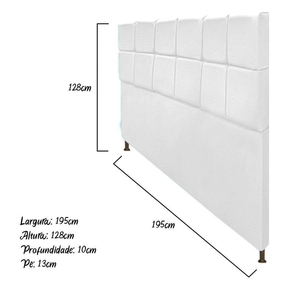 Cabeceira Damares 195 Cm King Size Com Botonê Suede Branco