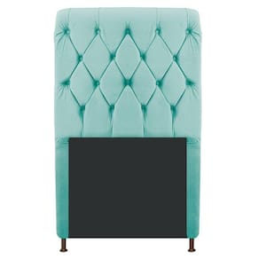 Cabeceira Cristal 100Cm Solteiro Capitonê Suede Azul Tiffany