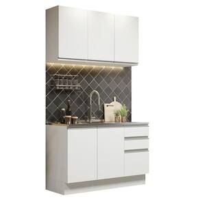Cozinha Compacta Glamy Com Armário E Balcão sem Tampo E Pia