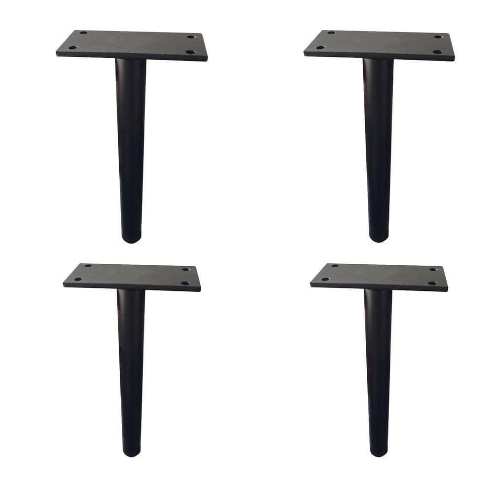 Kit 4 Pés De Metal 18Cm Preto Multiuso Para Armário