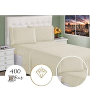 Lençol King 3 Peças 400 Fios Toque Macio Ponto Palito Casa Dona