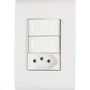 Conjunto 4x2 com 2 Interruptores Paralelos 10 A 250 V e 1 Tomada 2P+T 10 A 250 V Tramontina Liz Branco Tramontina