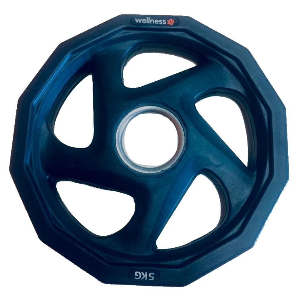Anilha Olímpica Rubber 5 Furos de 5,00 Kg  Wellness- Wk014