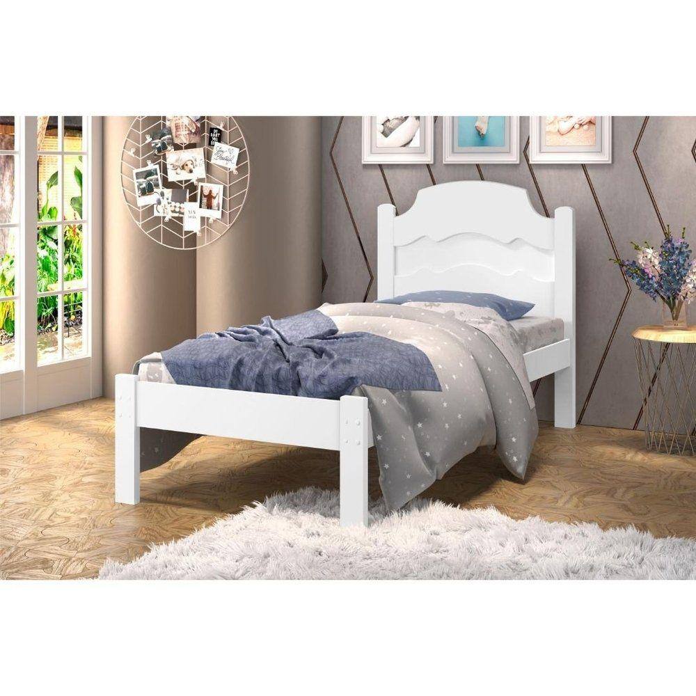 Cama Iris Solteiro 0,88cm Branco/Preto- Cambel - Branco