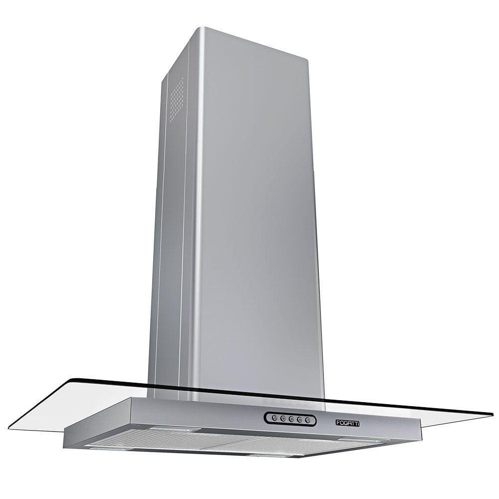 Coifa Ilha 75cm Vidro Reto Fogatti Inox