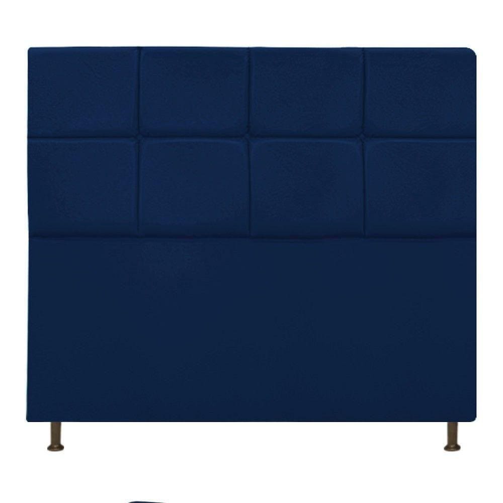 Cabeceira Damares 140 Cm Casal Com Botonê Suede Azul Marinho