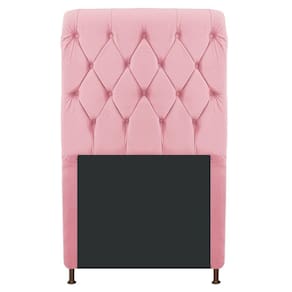Cabeceira Cristal 100cm Solteiro C Capitonê Suede Rosa Bebê