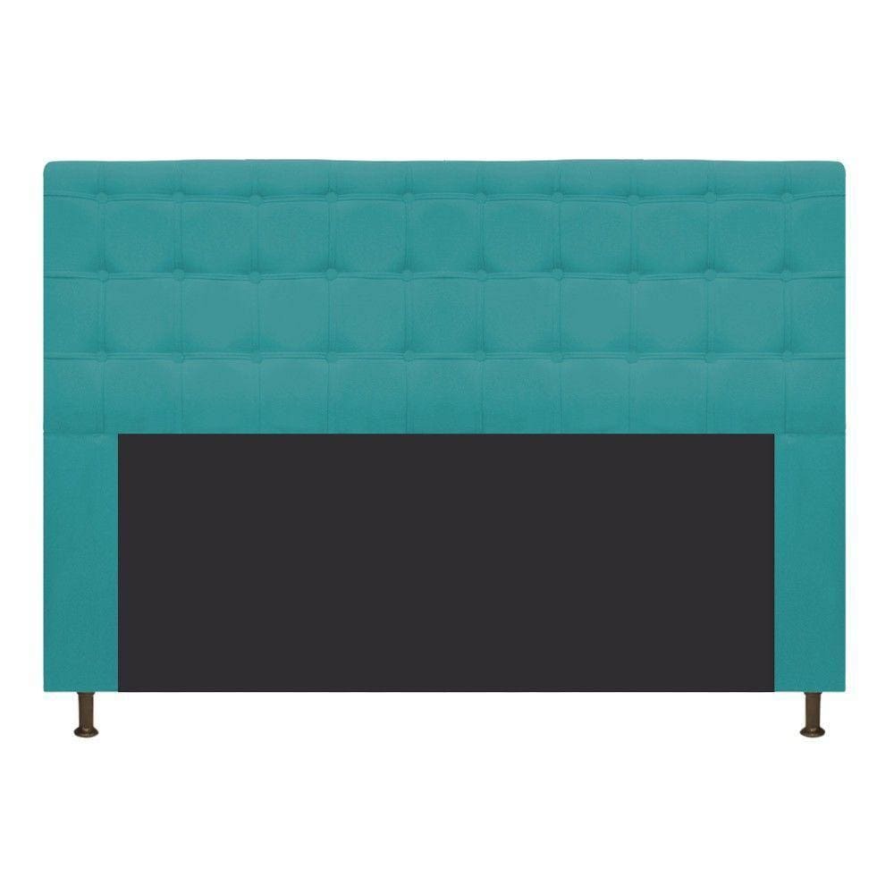 Cabeceira Dama 195Cm King Size C Botonê Suede Azul Turquesa
