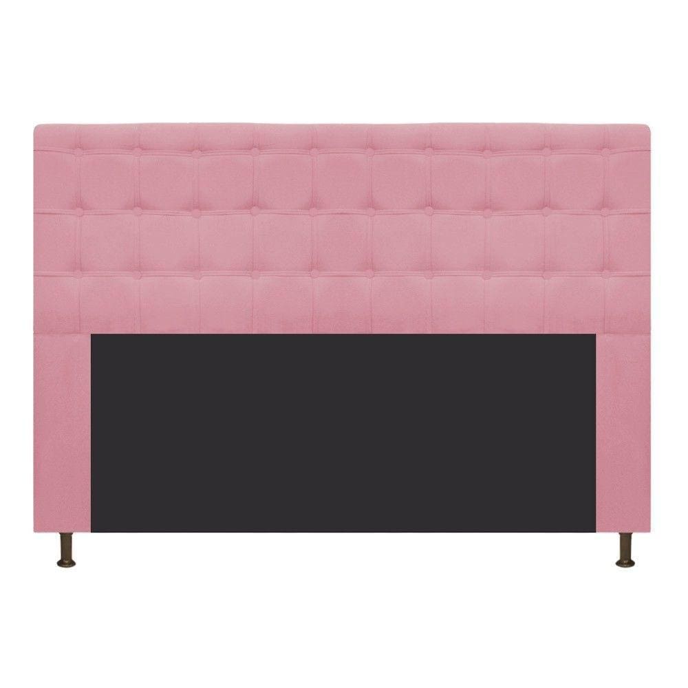 Cabeceira Dama 195 Cm King Size Com Botonê Suede Rosa Bebê