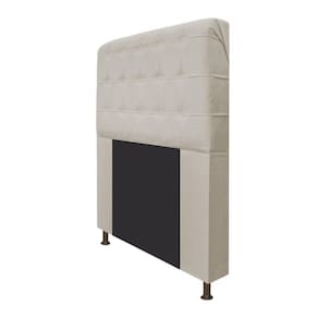 Cabeceira Dama 140 Cm Casal Com Botonê Suede Bege