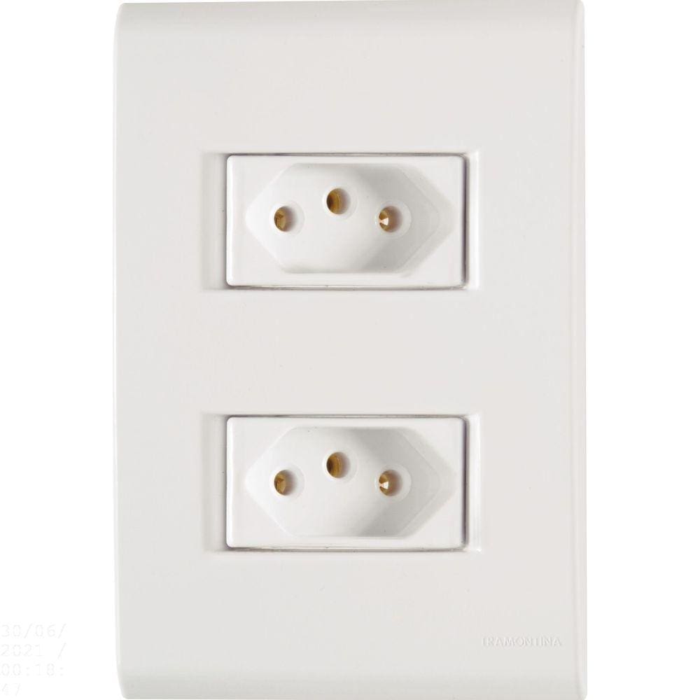 Conjunto 4x2 com 2 Tomadas 2P+T Tramontina 10 A 250 V Liz Branco Tramontina
