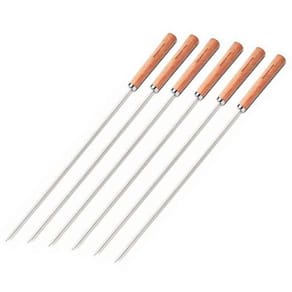 Conjunto de Espetinhos Tramontina em Aço Inox com Cabo de Madeira 60cm 6 Peças