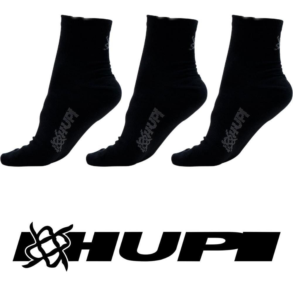 Meia HUPI Casual Cano Médio Algodão Preto M - Kit 03 Pares Unissex