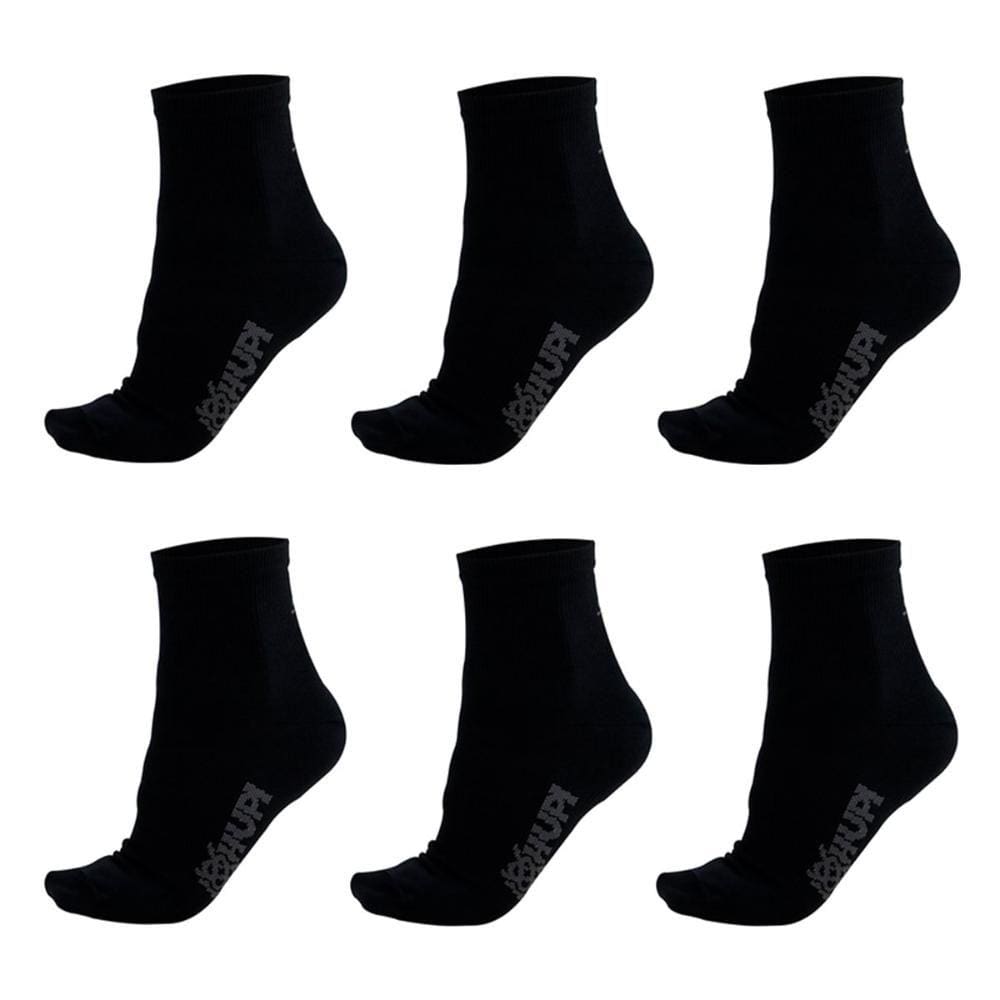 Meia HUPI Casual Cano Médio Algodão Preto M - Kit 06 Pares Unissex