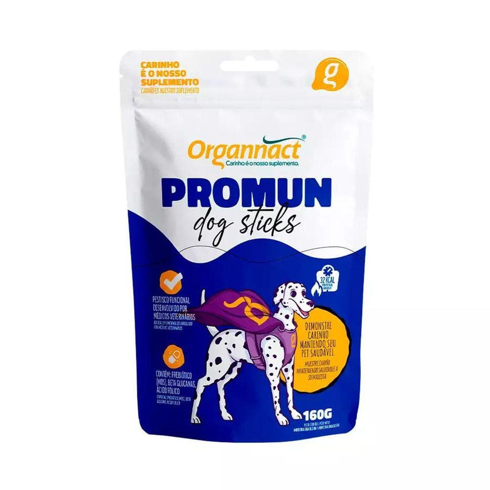 Suplemento Organnact Promun Dog Sticks Para Cães 160G