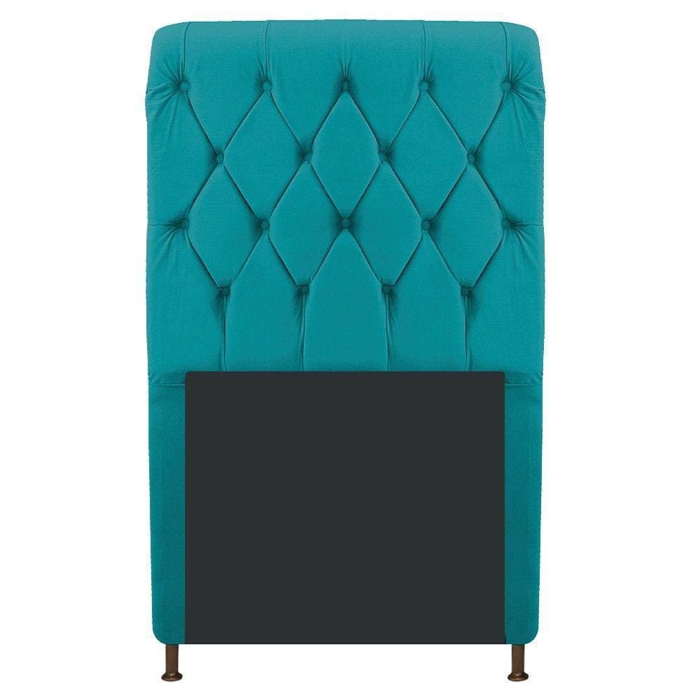 Cabeceira Cristal 90 Cm Solteiro Com Capitonê Suede Azul Turquesa