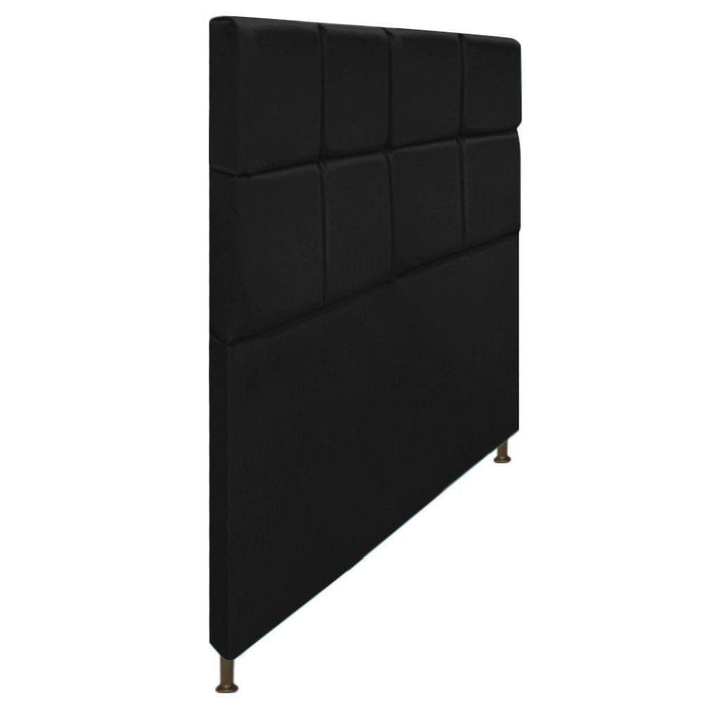 Cabeceira Damares 140 Cm Casal Com Botonê Suede Preto