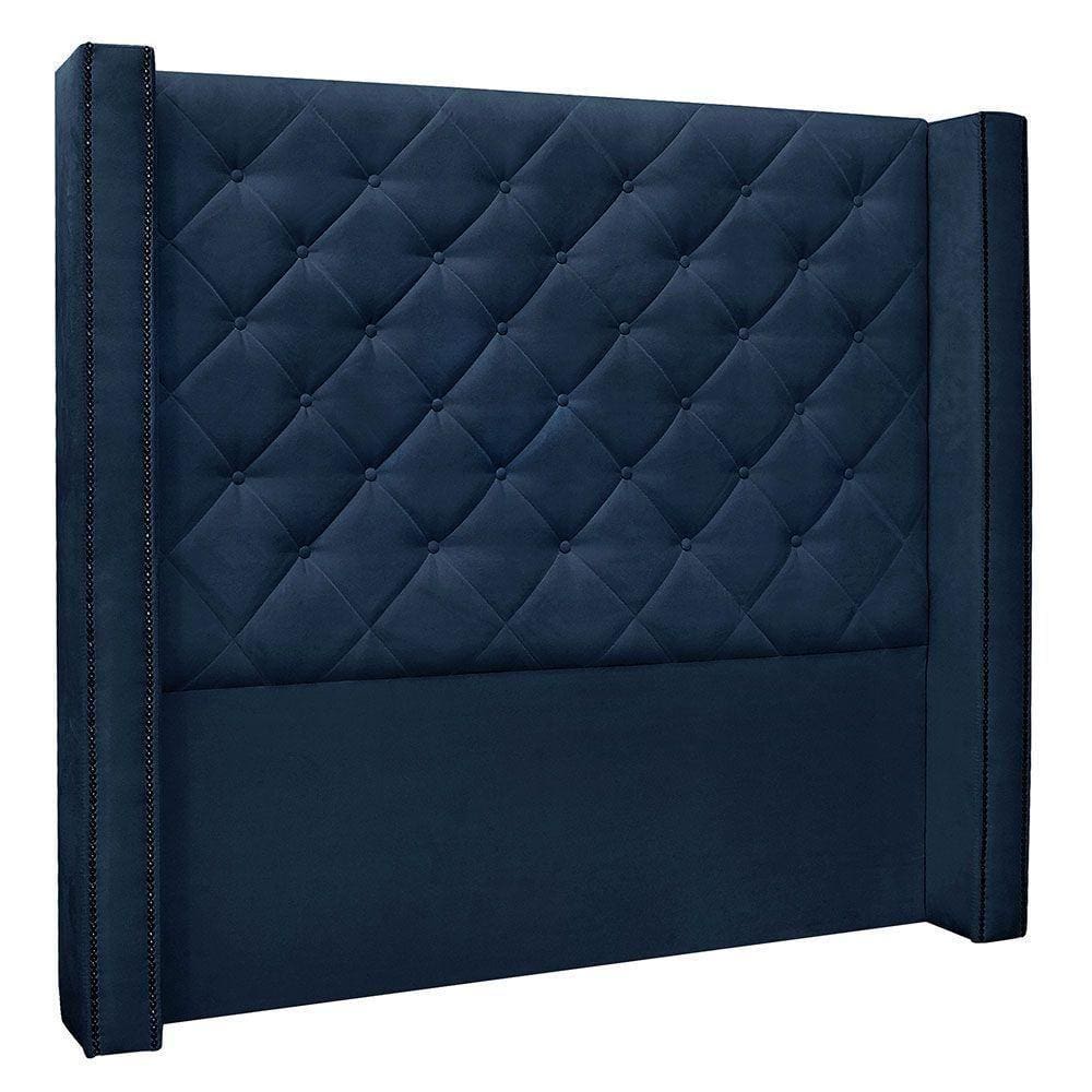 Cabeceira King 1,95m Vicenza Suede Azul Marinho