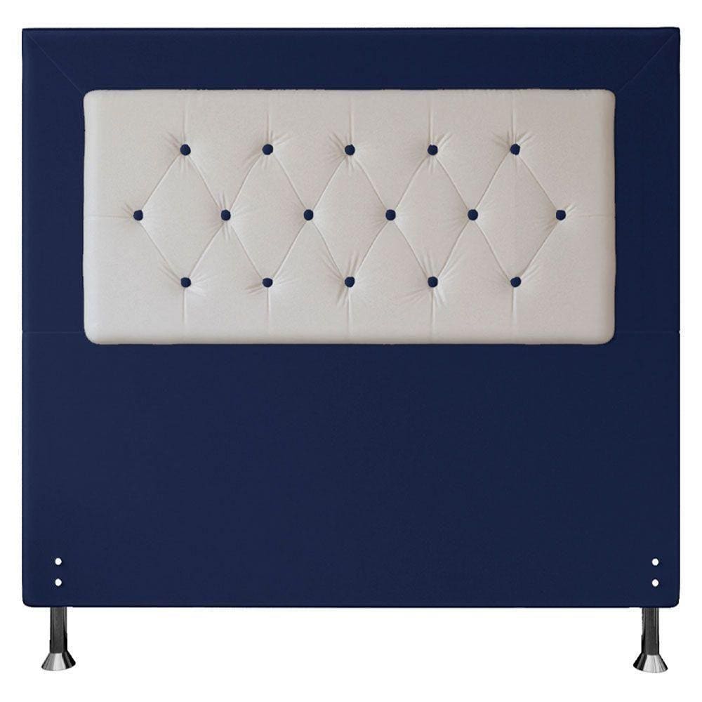 Cabeceira Casal 1,40m Havana Suede Branco Azul
