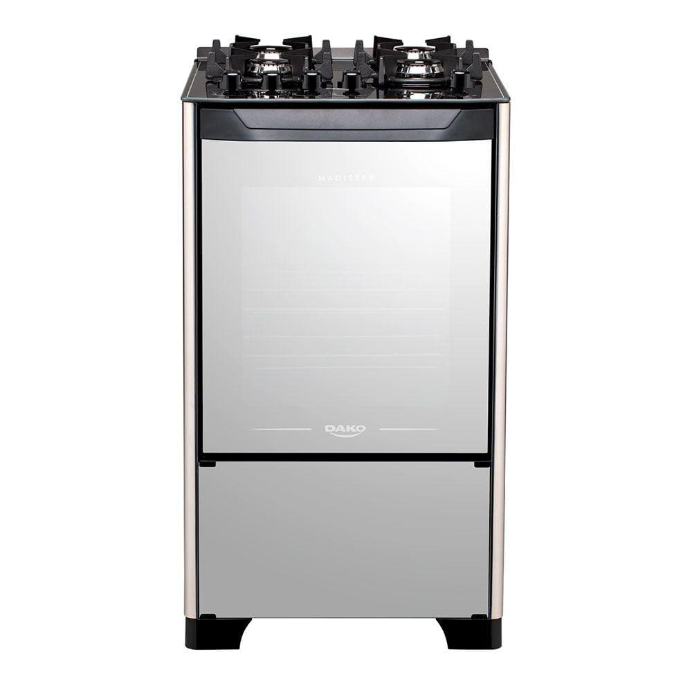 Fogão 4 Bocas à Gás Dako Magister Style Acendimento Automático Preto com Frente Espelhada Bivolt