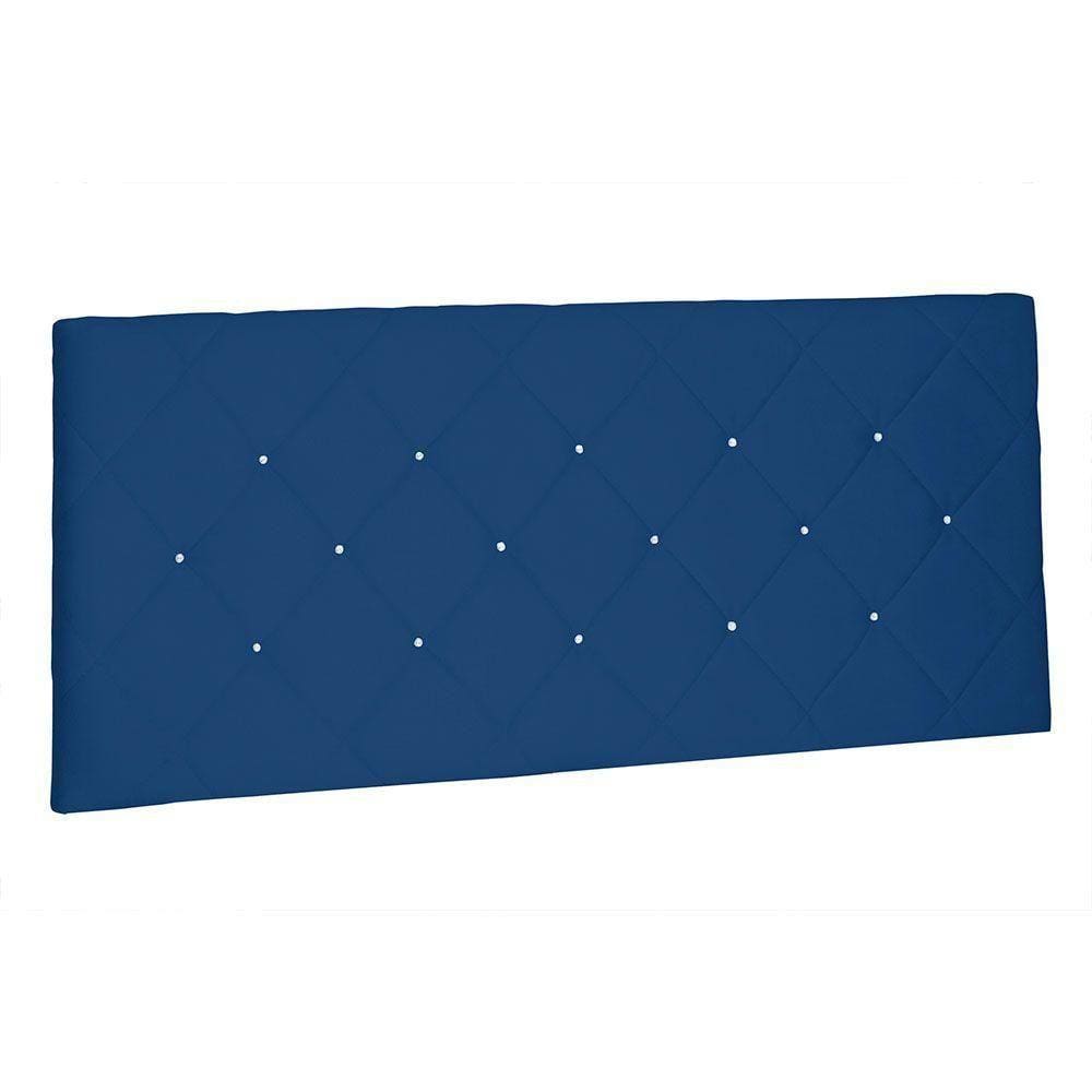 Cabeceira Painel King 1,95m Tânia Suede Azul Marinho