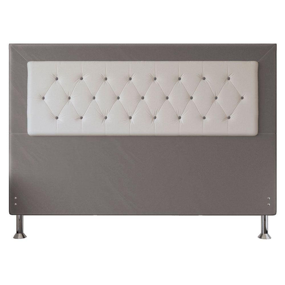Cabeceira King 1,95m Havana Suede Branco Cinza