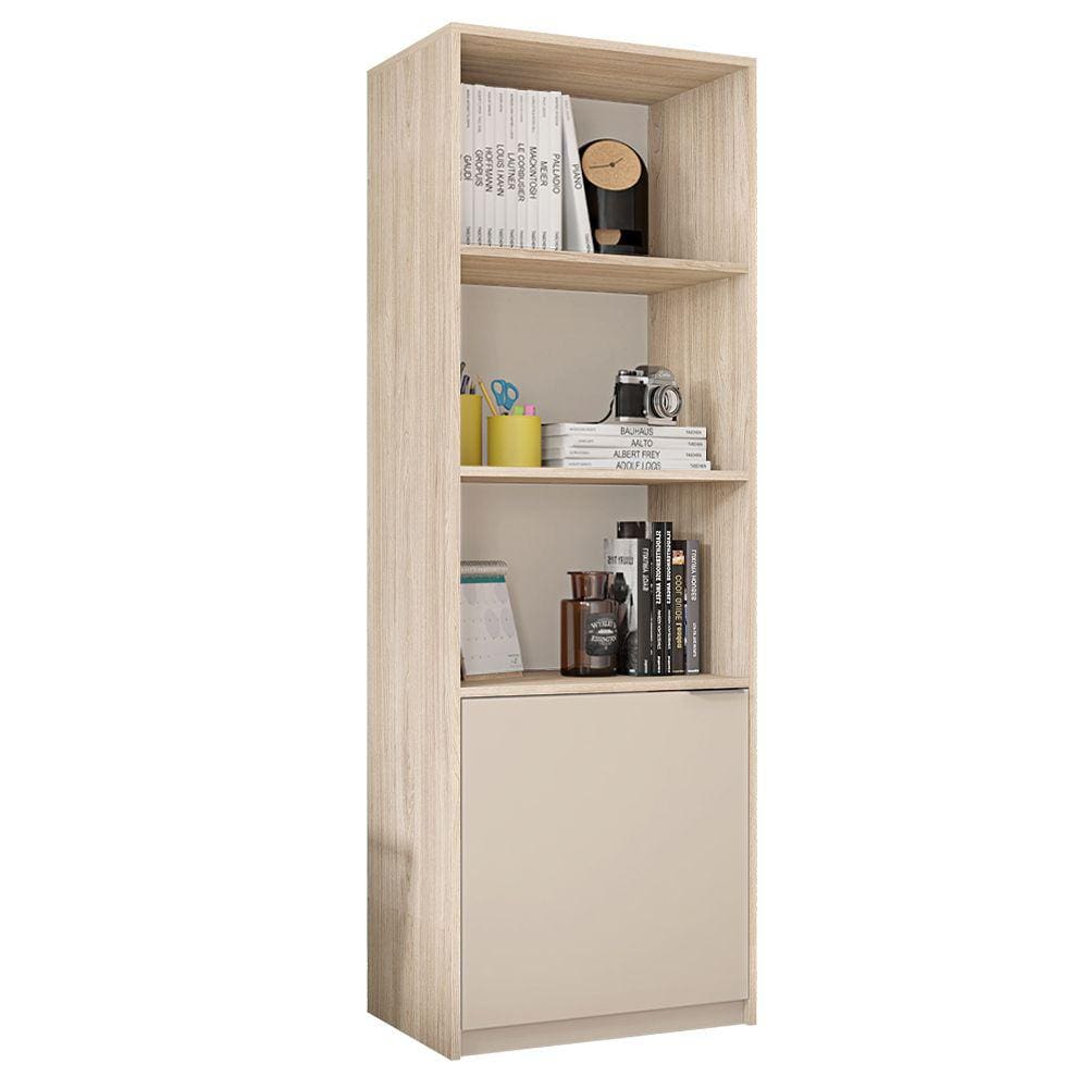 Armário Alto Escritório 1 Porta Recta Bege Caemmun