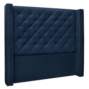 Cabeceira King 1,95m Vicenza Suede Azul Marinho