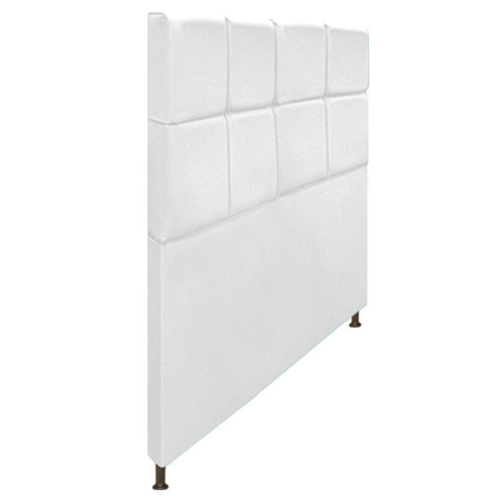 Cabeceira Damares 140 Cm Casal Com Botonê Suede Branco