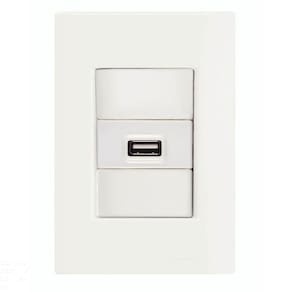 Conjunto 4x2 com 1 Tomada USB 1,5 A Bivolt Tramontina Giz Branco Tramontina