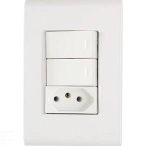 Conjunto 4x2 com 2 Interruptores Simples 10 A 250 V e 1 Tomada 2P+T 20 A 250 V Tramontina Liz Branco Tramontina