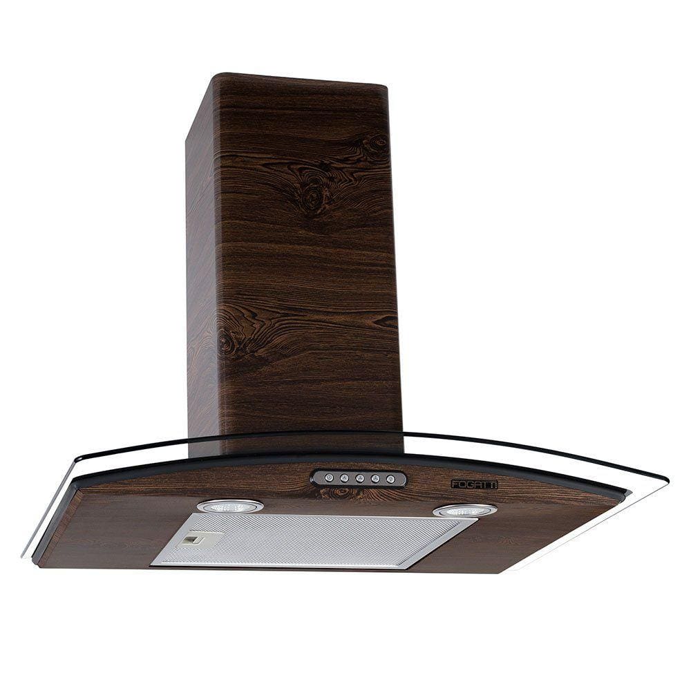Coifa de Parede 60cm Vidro Curvo Slim Fogatti Wood com Nogueira