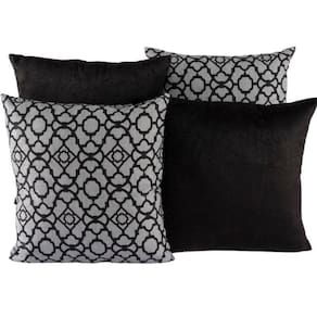 Kit 4 Almofadas Jacquard Decorativas 40X40 Preto - 007