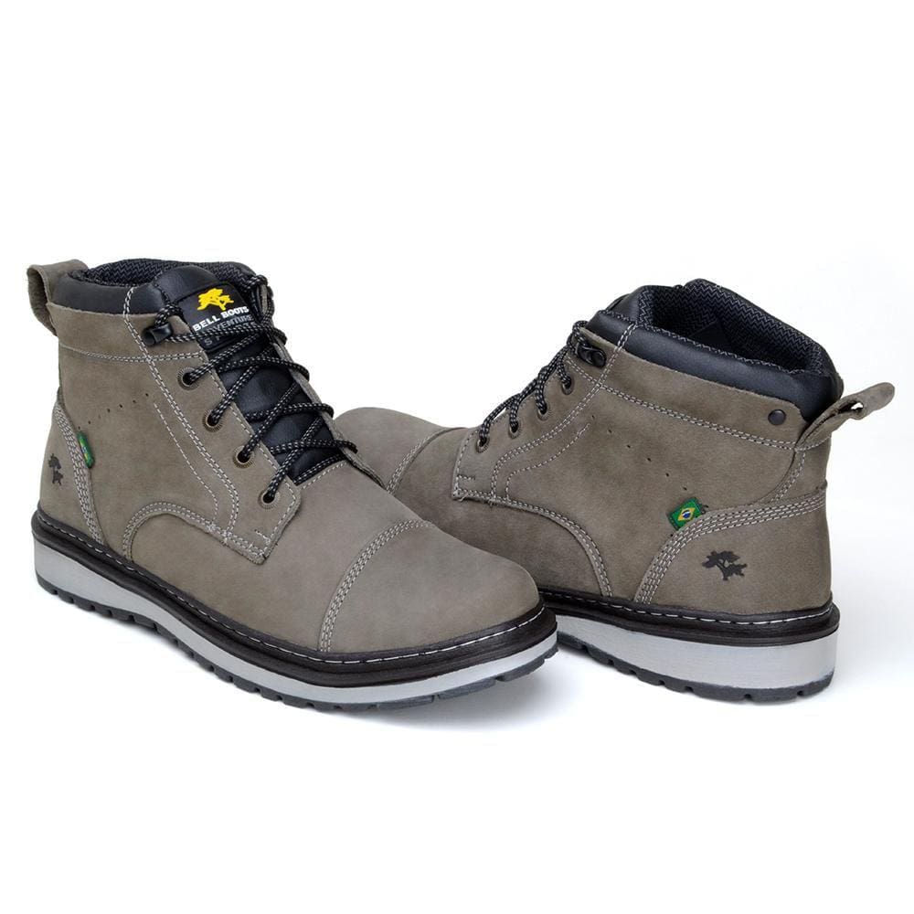 Bota Masculina Casual Adventure em Couro Nobuck Cinza