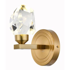 Arandela Cristal Lapidado Dourado Led 5W 3000K Bivolt