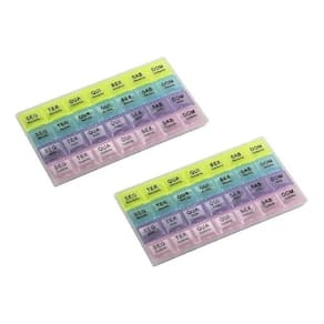 Kit 2 Pçs Caixa Para Medicamento Porta Comprimidos Semanal Diário 28 Compartimentos