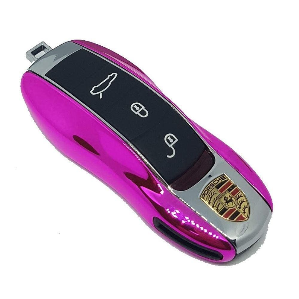 Capa Chave Porsche Lat Rosa Metálico 911 Cayman Cayenne