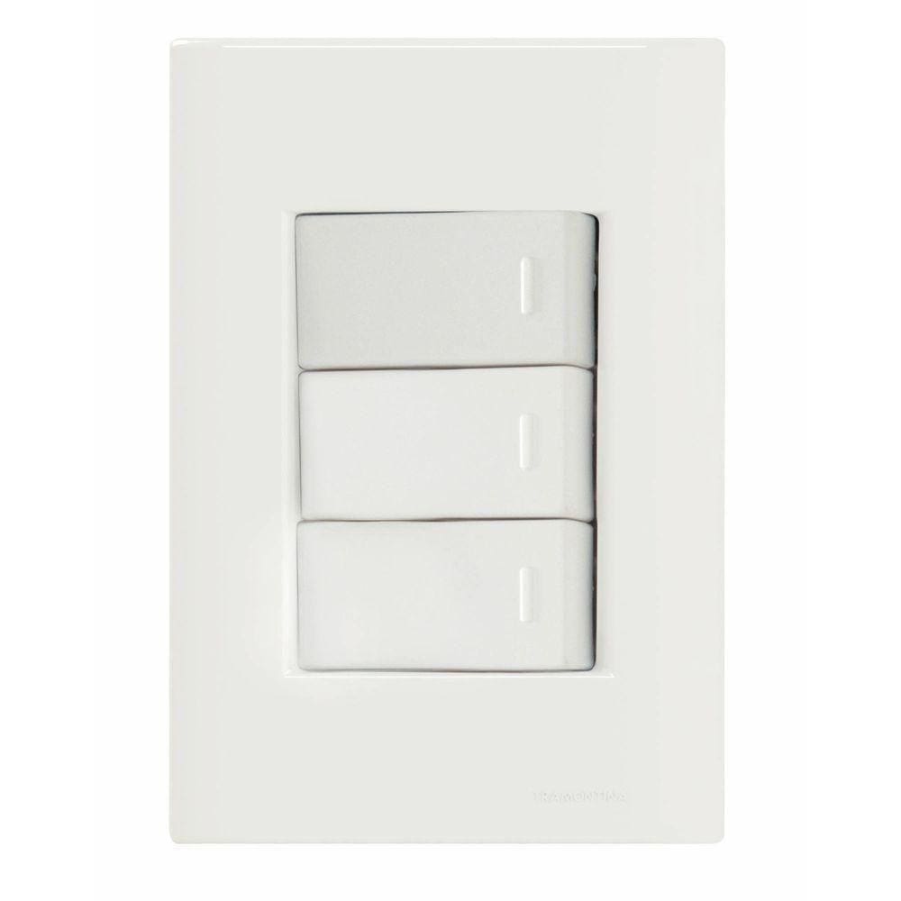 Conjunto 4x2 com 3 Interruptores Simples 10A 250V Tramontina