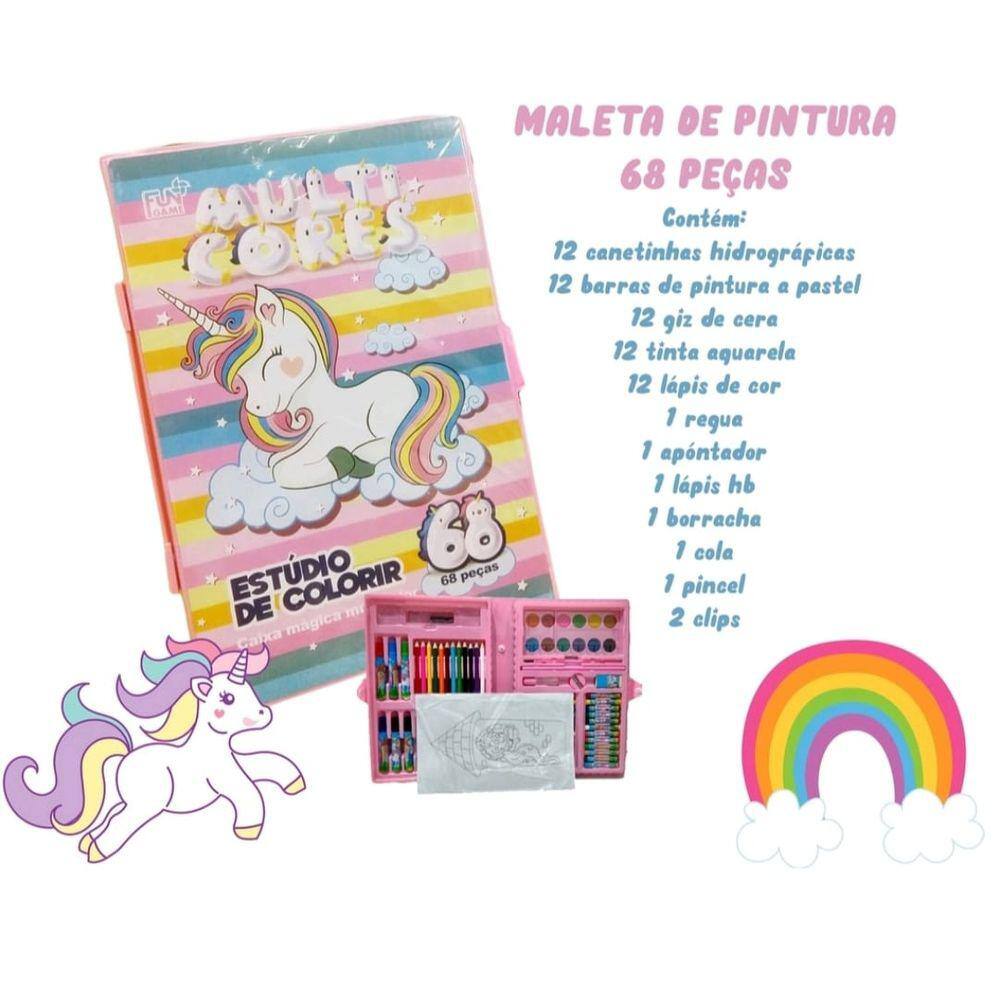 Estojo Completo De Pintura Infantil Com 150 Peças + 30 Desenhos Kit Escolar  Maleta Presente Criança Desenhar Pintar Giz de Cera Tinta Lápis de Cor Para  Menina Rosa Feminino