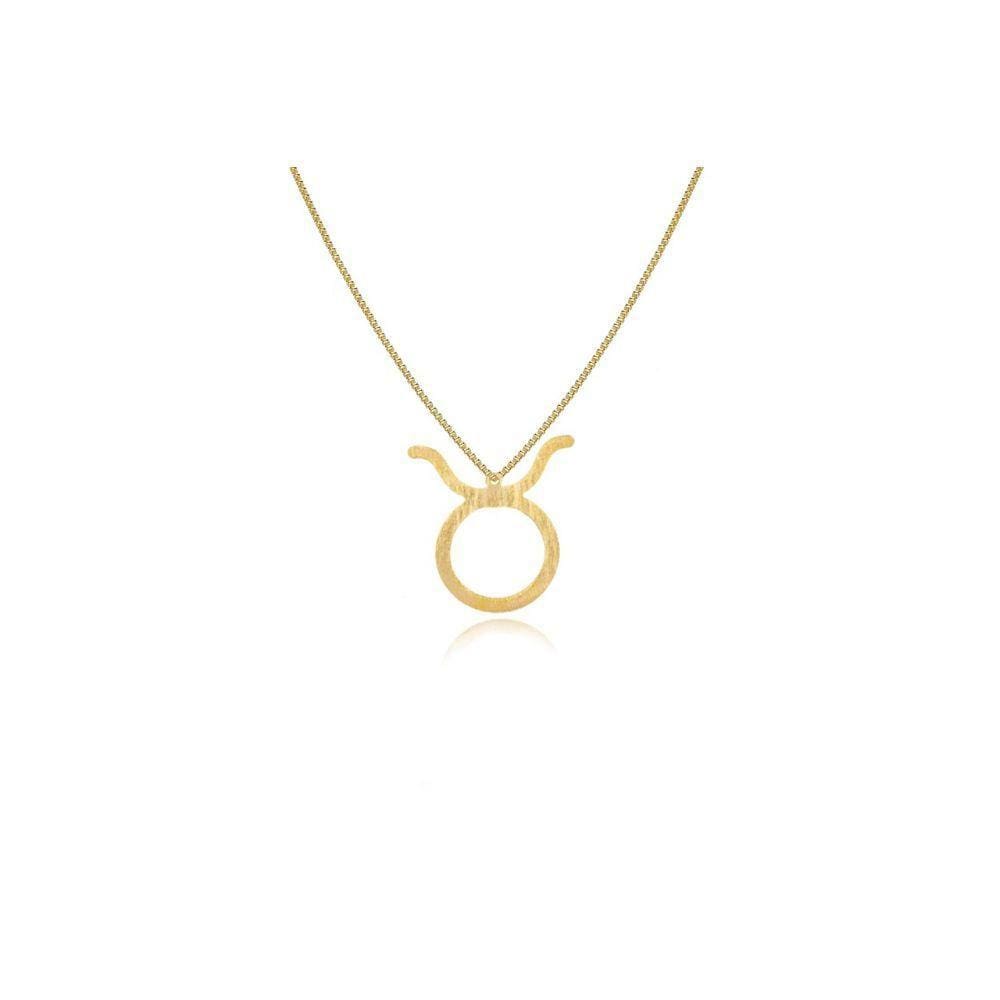 Colar Signo De Touro Folheado Em Ouro 18k