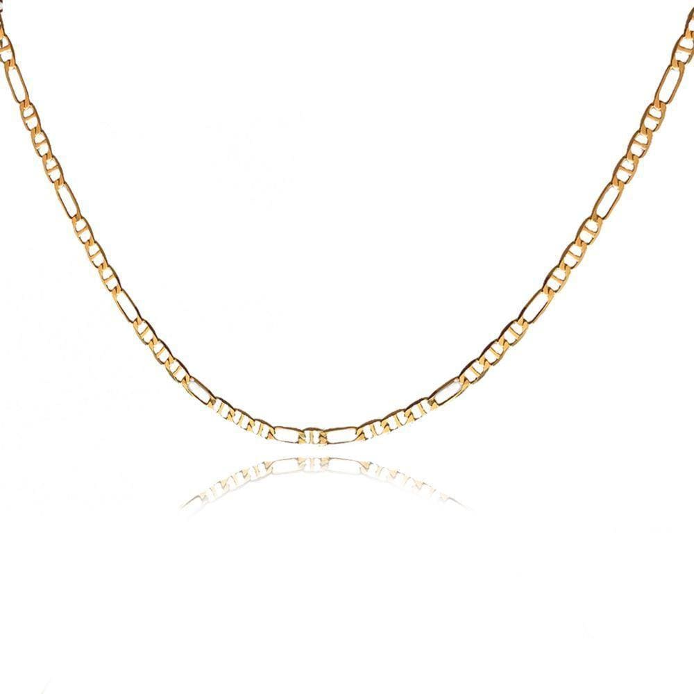 Colar Corrente Com Elos Sequenciados Folheado Em Ouro 18k